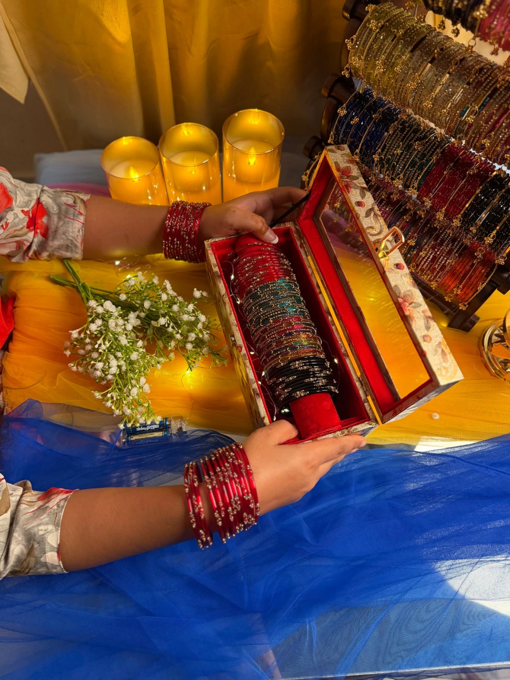 Premium 1-Row Kashmiri Bangle Gift Box – 4 Sets (48 Pcs) Bangles (Box included ) - 4