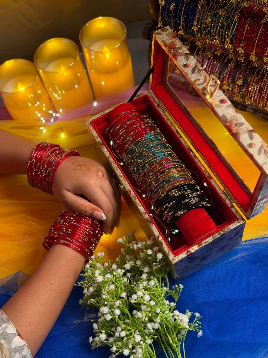 Premium 1-Row Kashmiri Bangle Gift Box – 4 Sets (48 Pcs) Bangles (Box included ) - 5