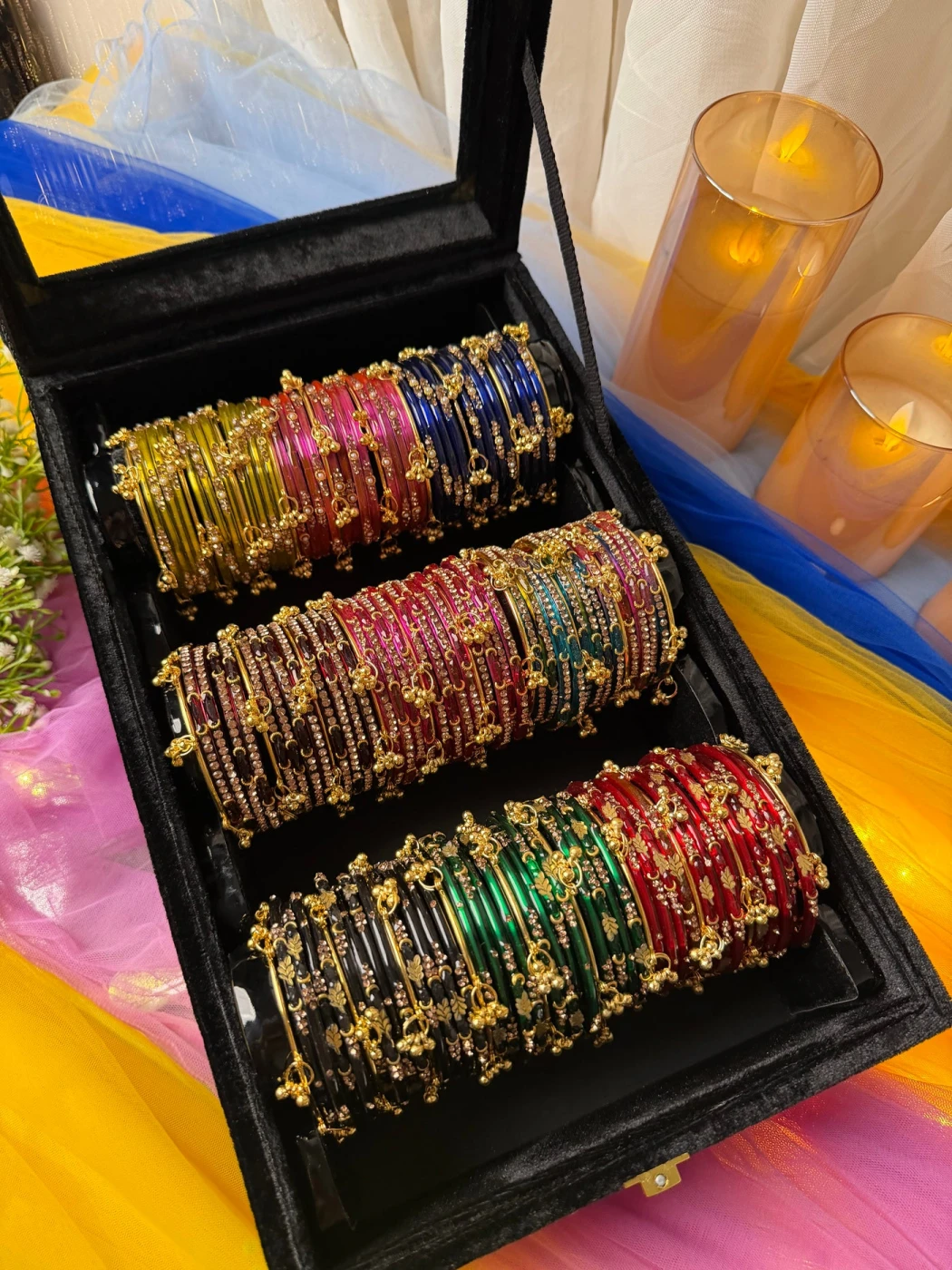 KADAM Khasmiri Jhumka Bangle Full Box with Box – 9 Premium Bangle Sets (Box included ) - 7