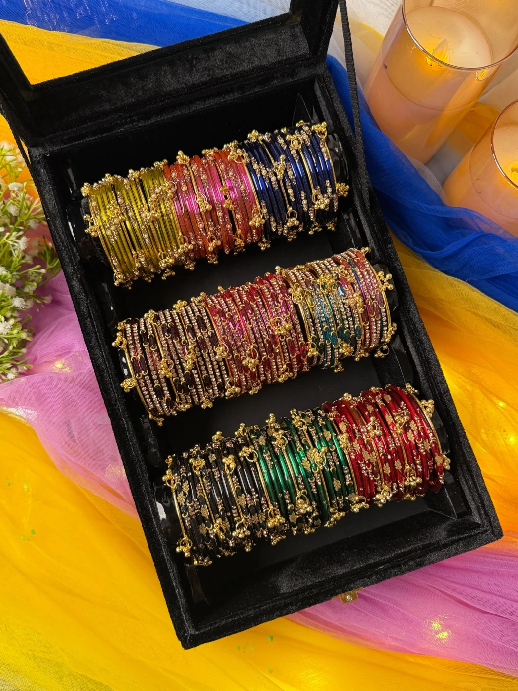 KADAM Khasmiri Jhumka Bangle Full Box with Box – 9 Premium Bangle Sets (Box included ) - 9