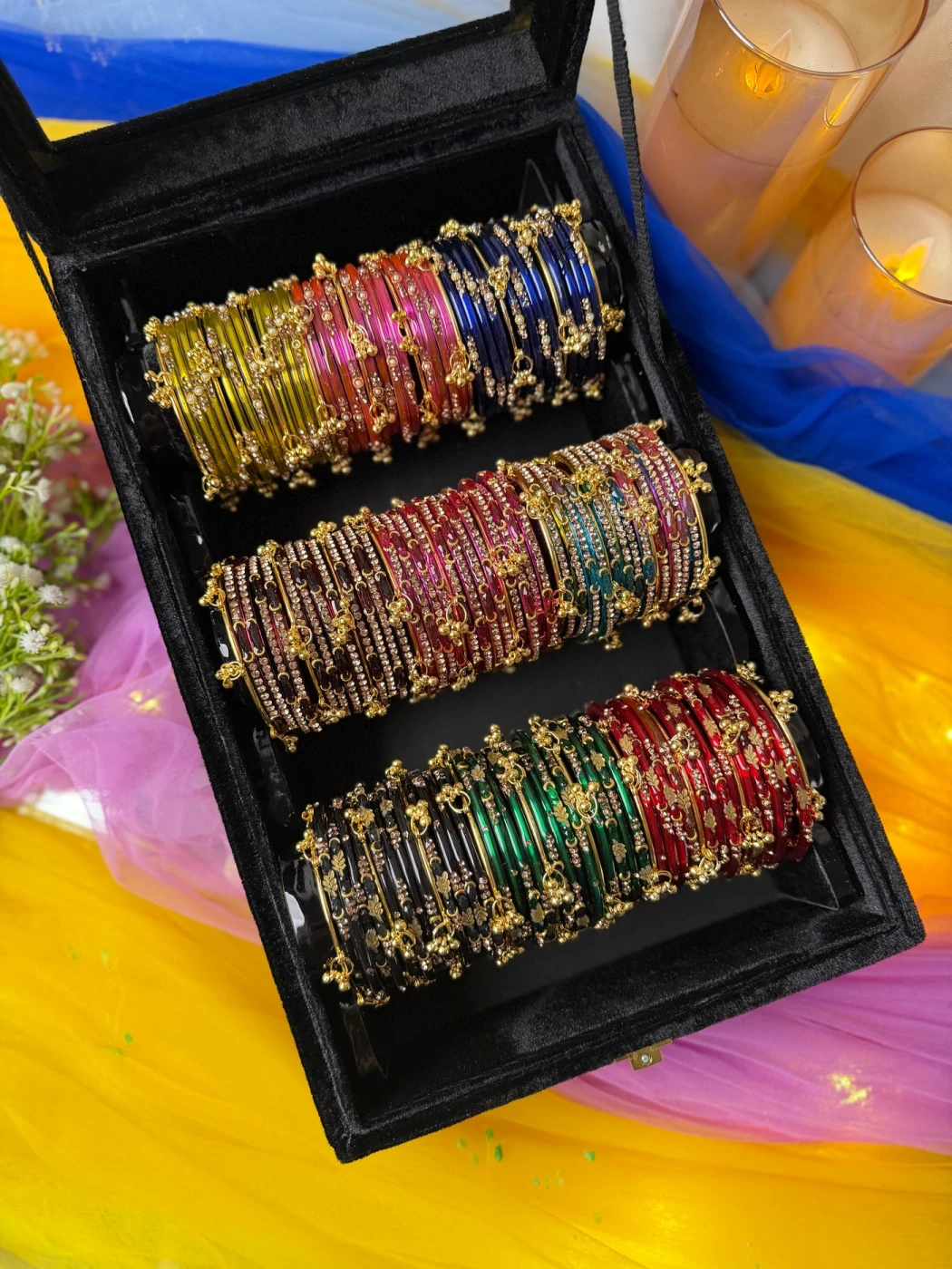 KADAM Khasmiri Jhumka Bangle Full Box with Box – 9 Premium Bangle Sets (Box included ) - 10