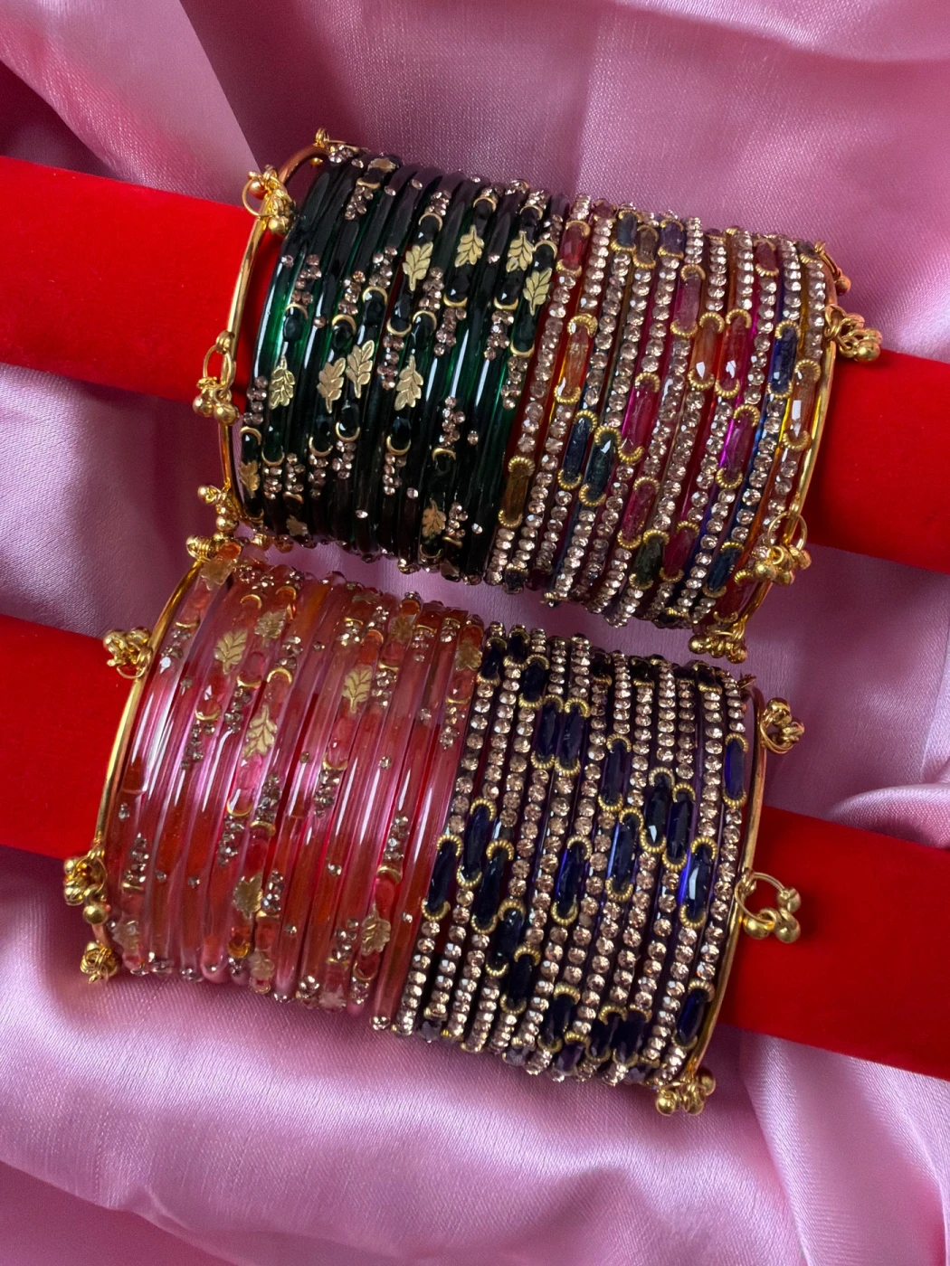 Leaf & Dadima Royal Kashmiri Bangles Combo – 48 Pcs Bangles with 4 Pcs Jhumka - 2