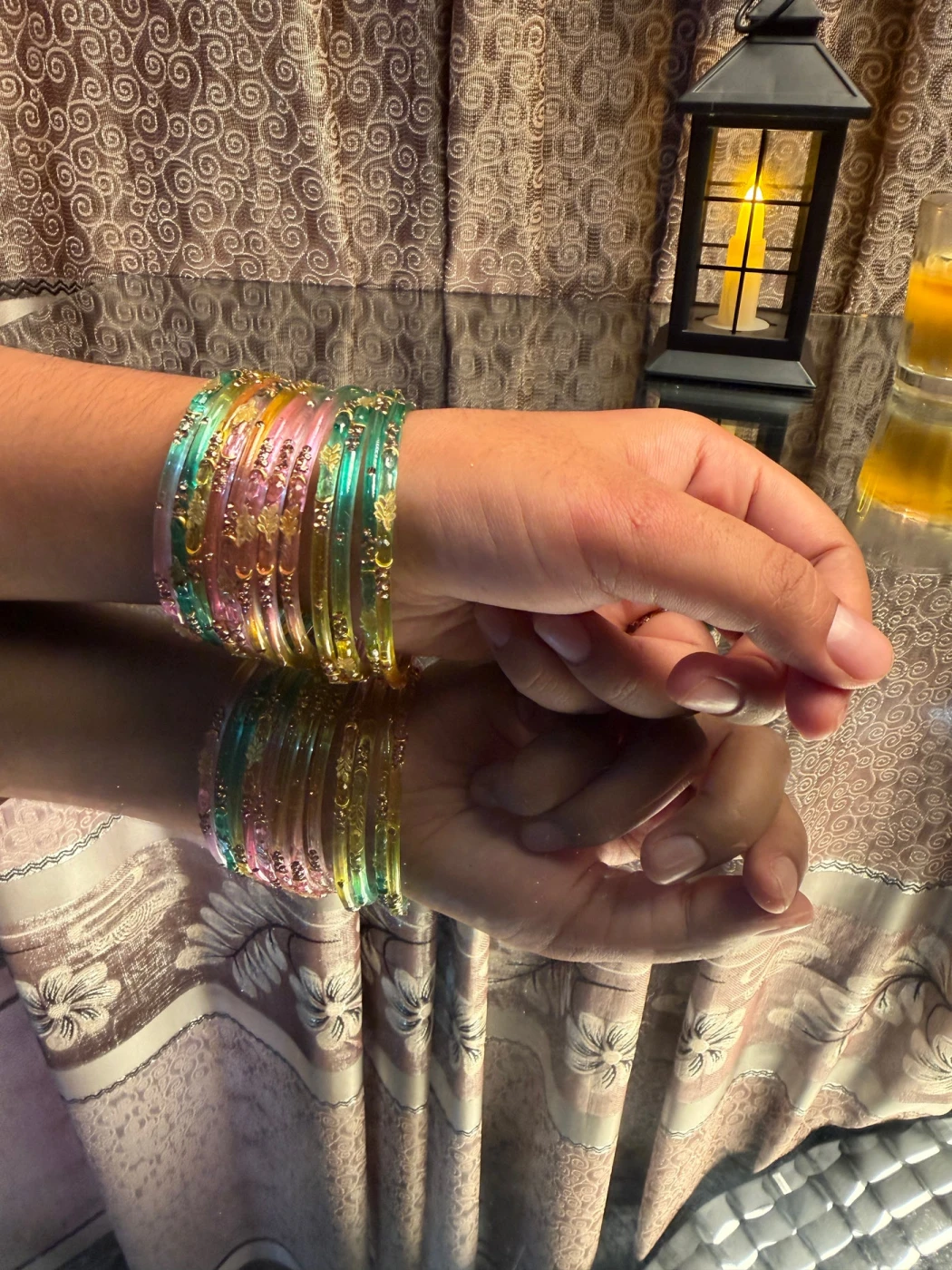 Kashmiri Golden Leaf Multi Bangles Set - 2