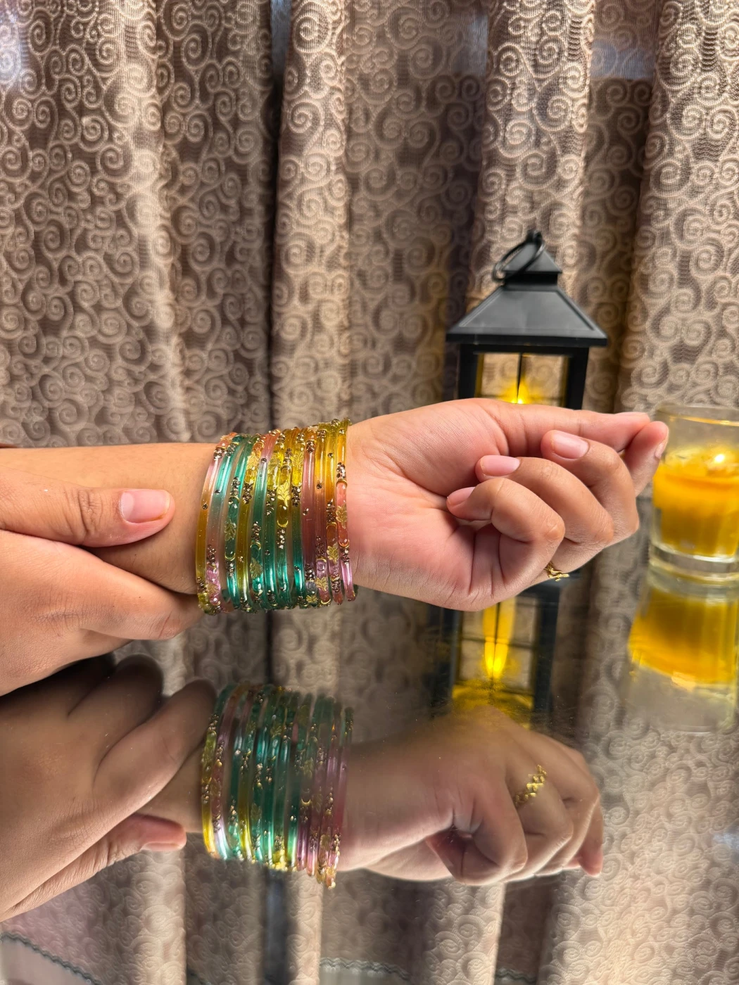 Kashmiri Golden Leaf Multi Bangles Set - 6