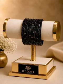Kashmiri Raindrop black bangles set.