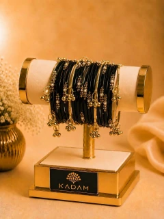 Kashmiri Jhumka Black Bangles Set