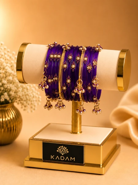 Kashmiri Jhumka Purple Bangles Set
