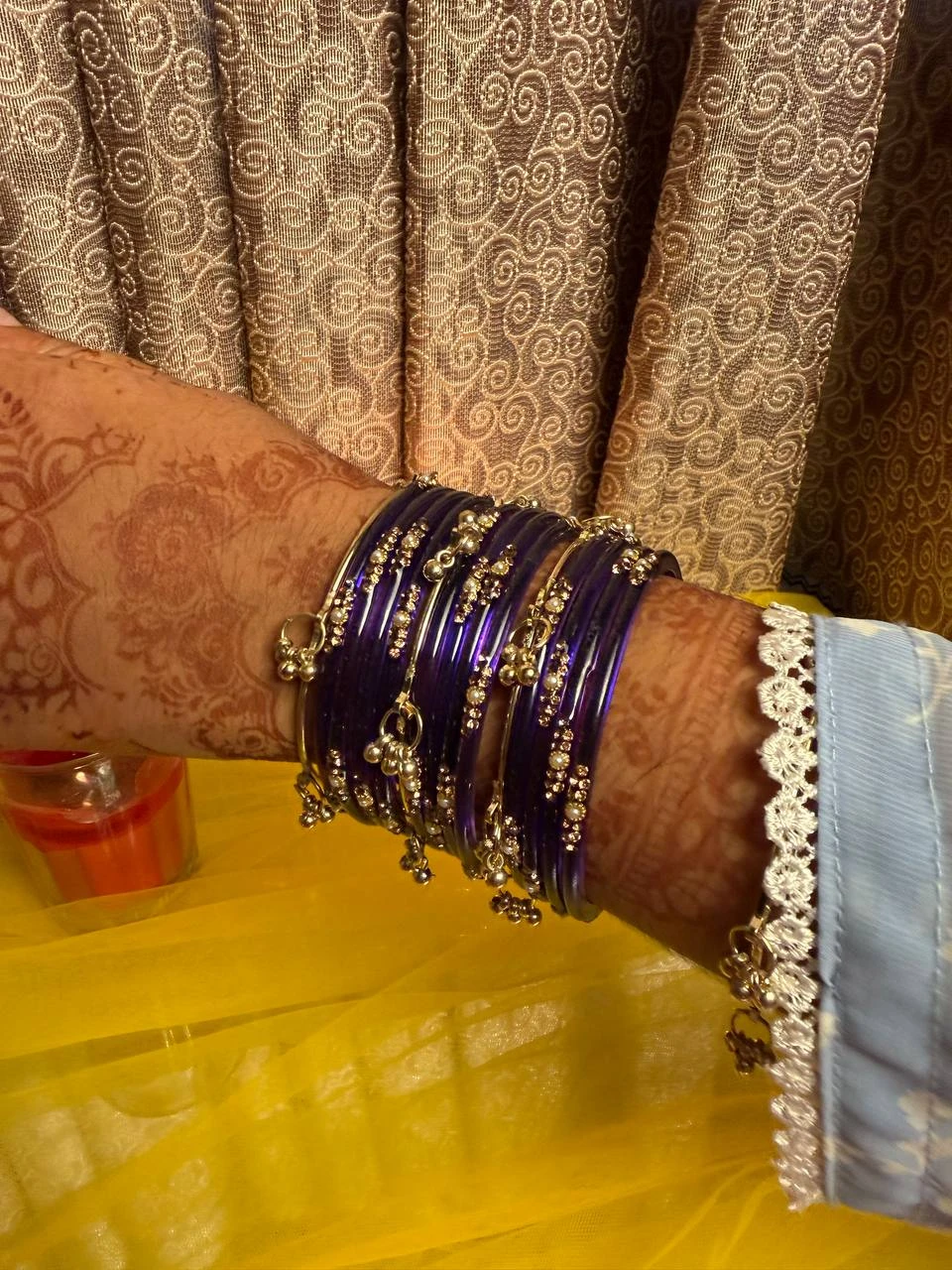 Kashmiri Jhumka Purple Bangles Set - 5