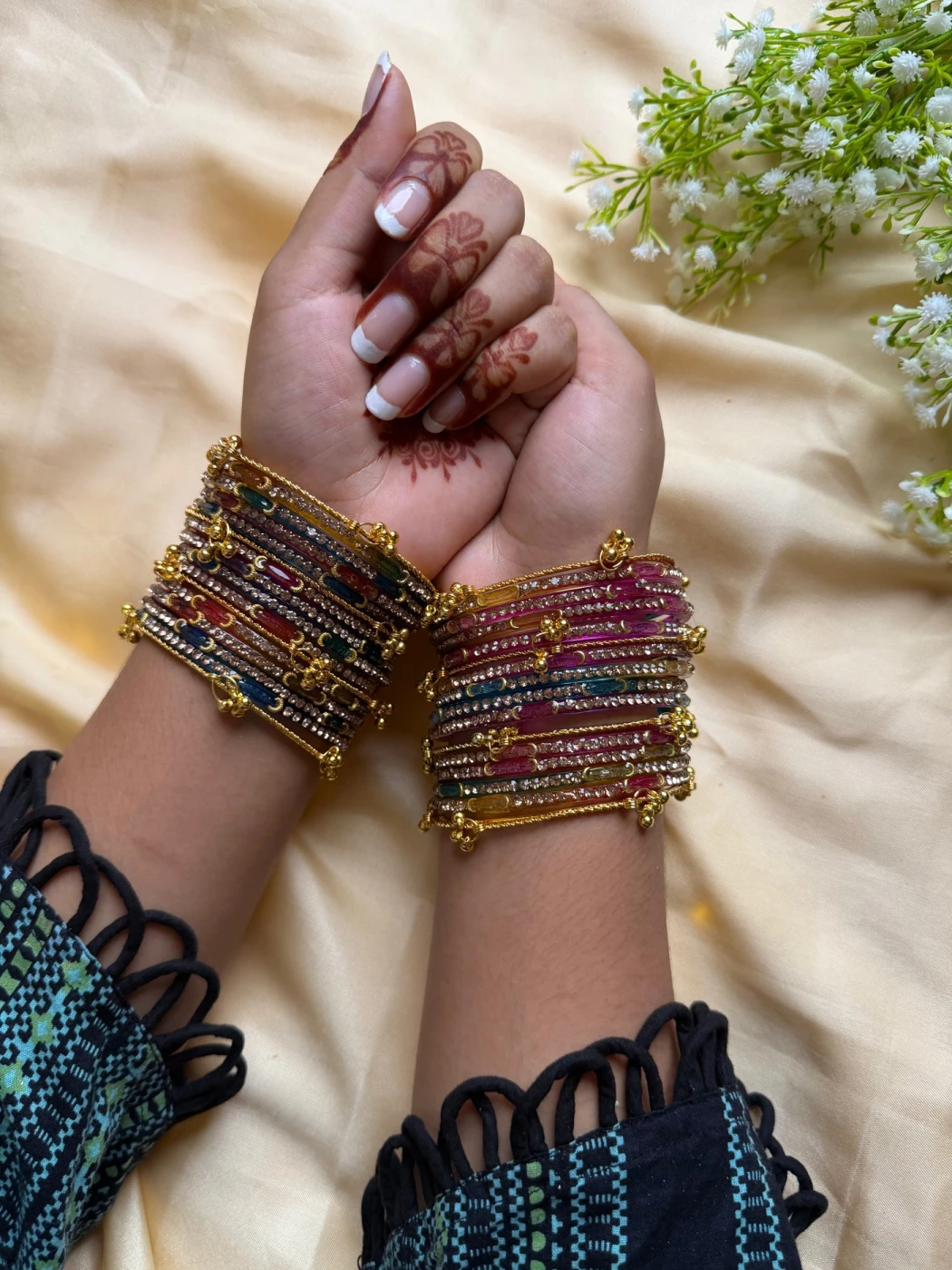 Kashmiri  Dadima Jhumka Multi Color Bangles Set - 2