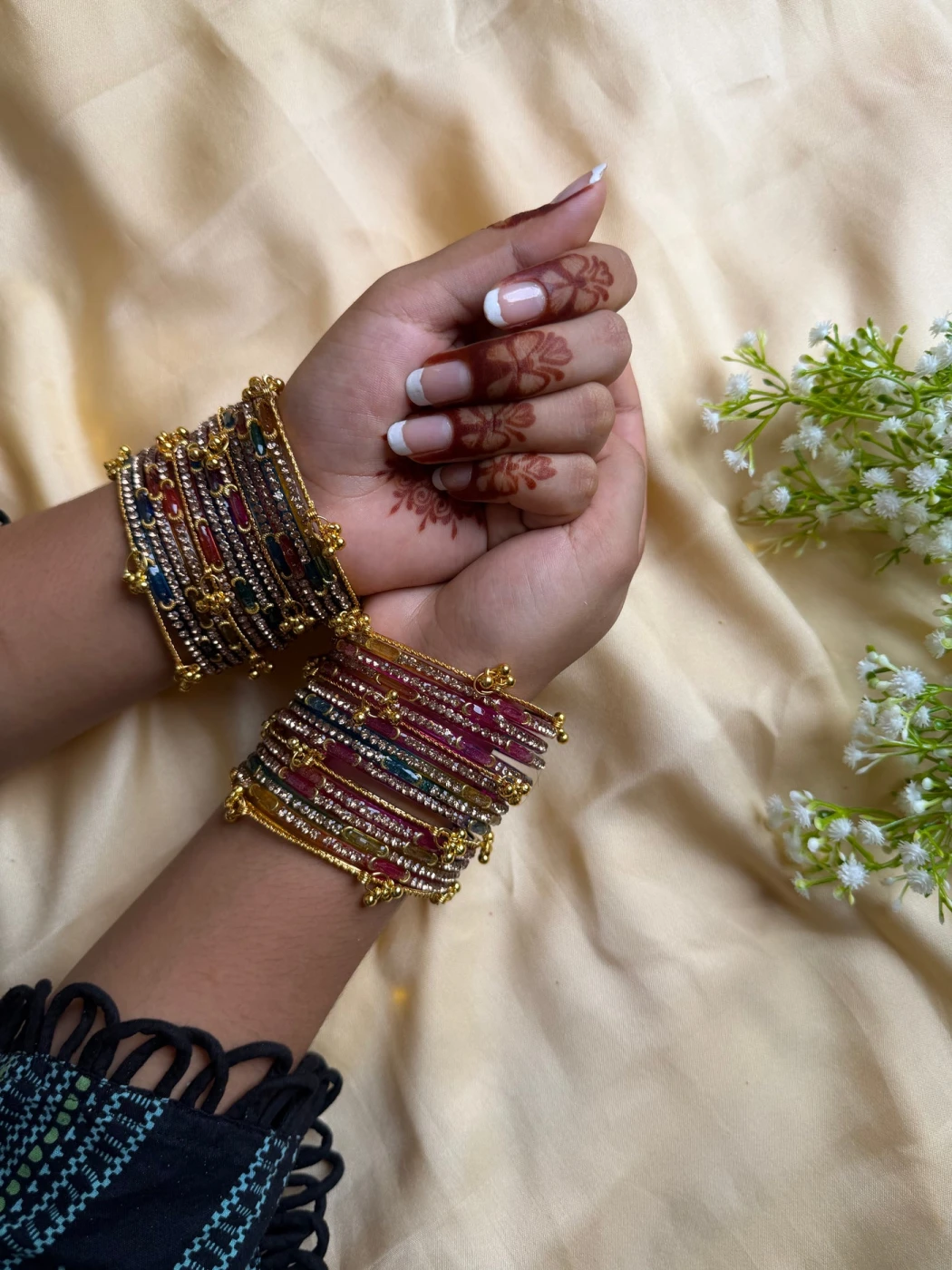 Kashmiri  Dadima Jhumka Multi Color Bangles Set - 4