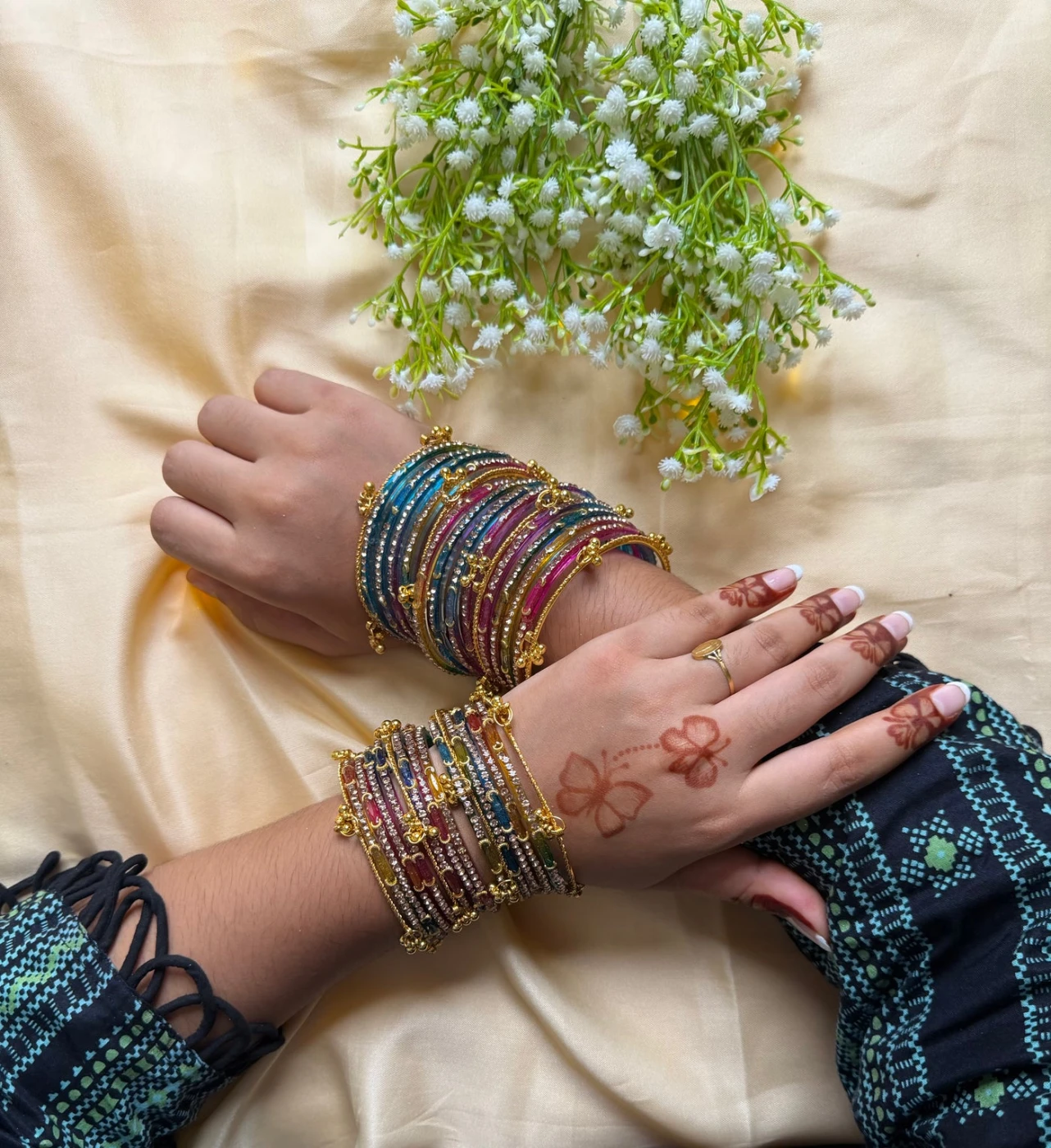 Kashmiri  Dadima Jhumka Multi Color Bangles Set - 6